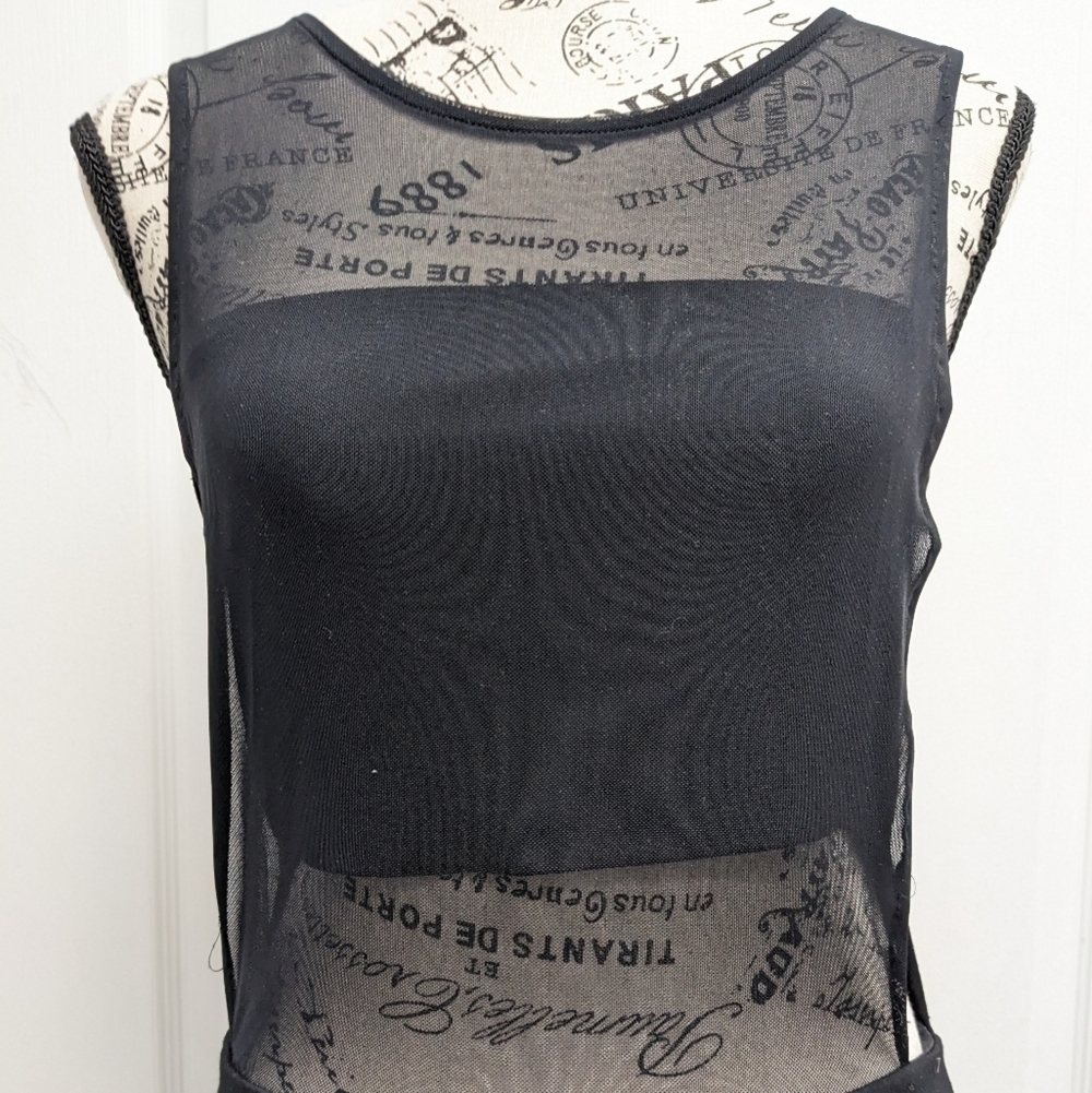 Guess black sheer cutout bodycon mini dress size S - Picture 2 of 10